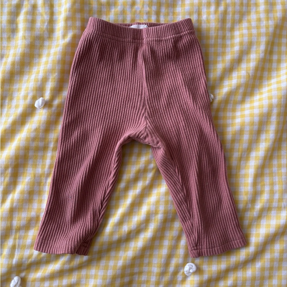 Ribbed Kids Leggings in Soft Pink